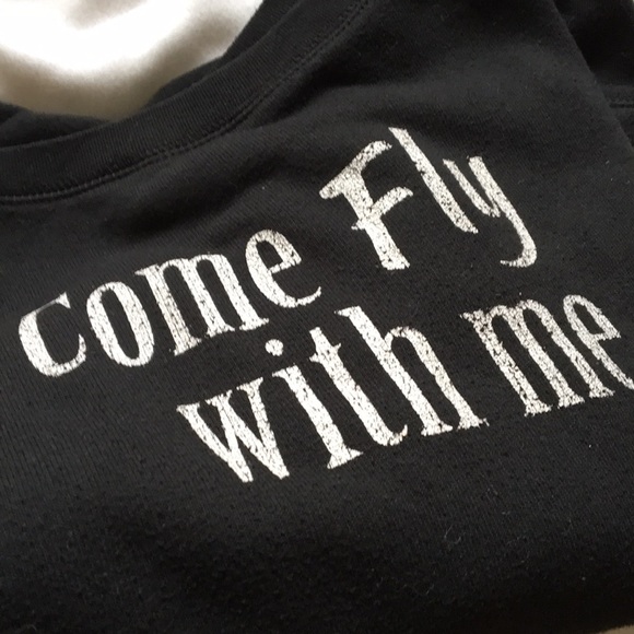 “Come fly with me” black wide neck sweatshirt - Picture 3 of 3